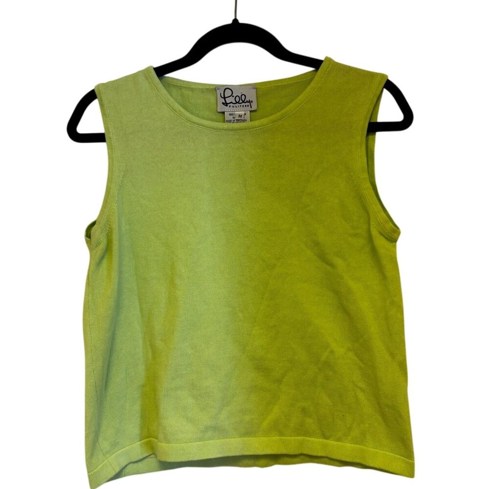 Vintage Lilly Pulitzer Lime Green Sleeveless Knit Top Size Medium